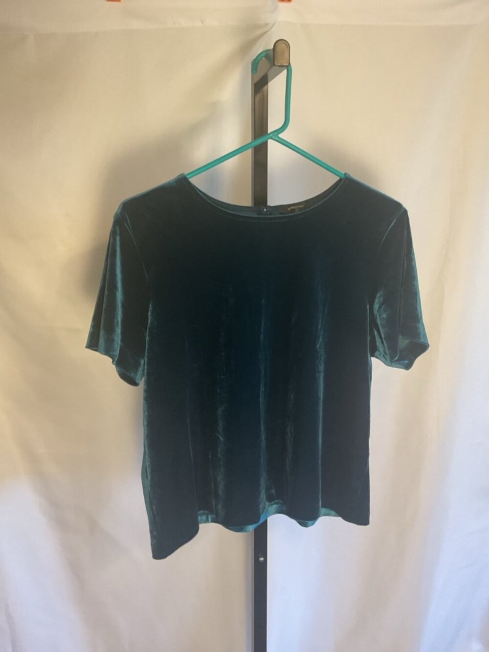 Banana Republic Velvet Top Medium Teal Soft Stretch Elegant - Picture 2 of 6